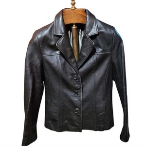 Wilsons Womens Black Leather Short Jacket Size Medium